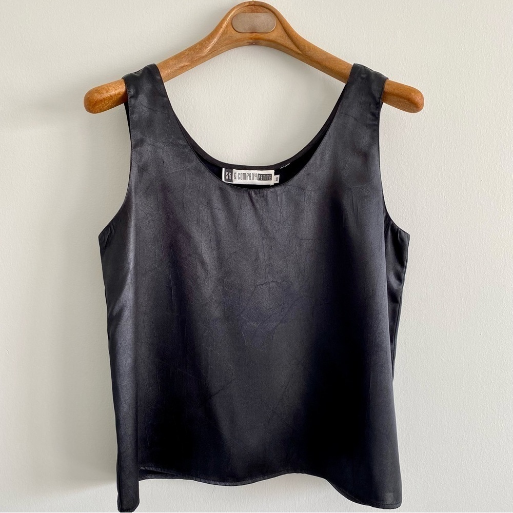 SK & Company Black Satin Sleeveless Tank Size 10